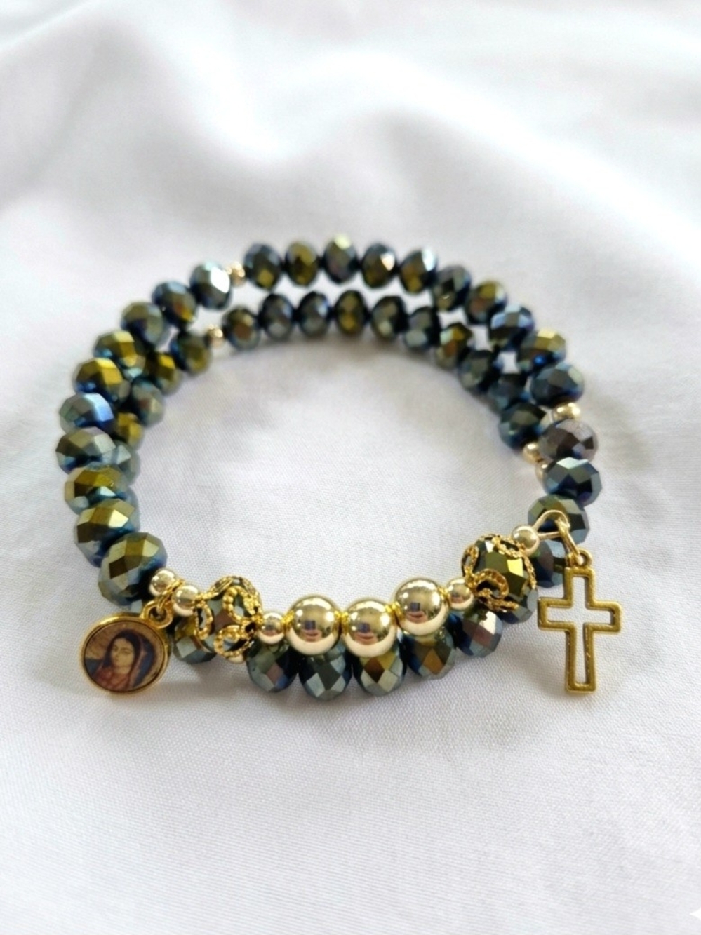 Gold Wire Wrapped Beaded Bracelet